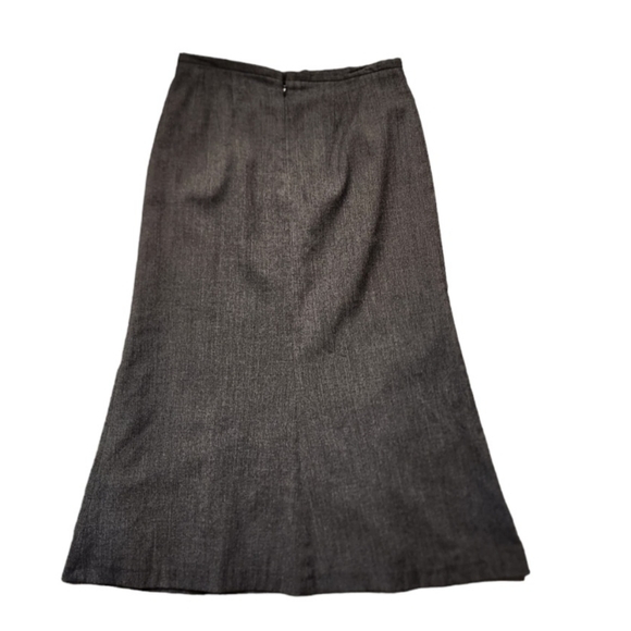 Gray Wool Blend Maxi Fit and Flare Skirt - Picture 3 of 5